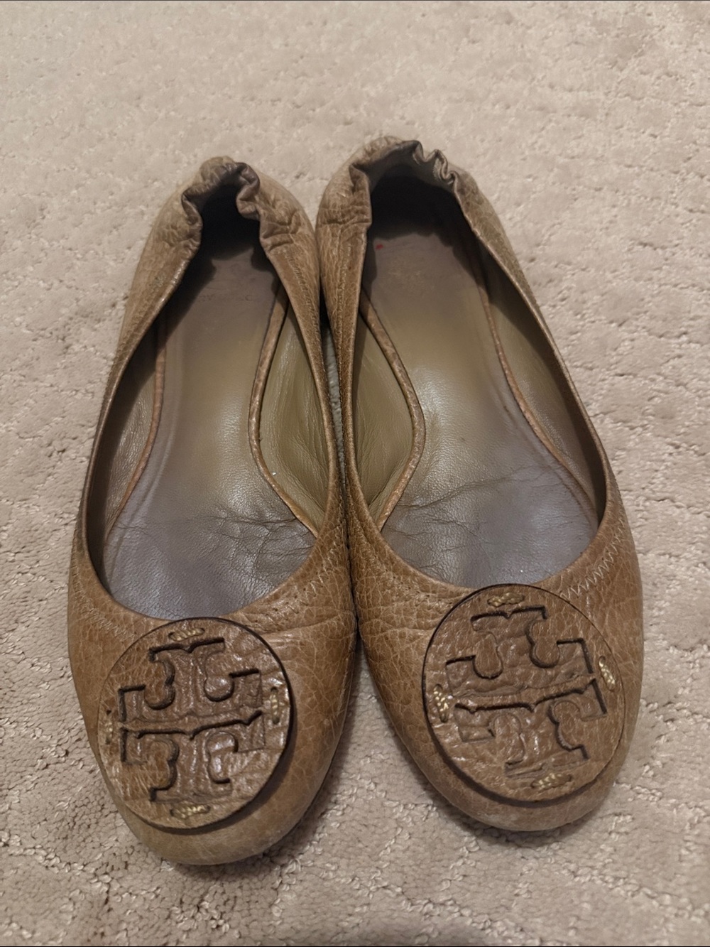 Tory Burch Tan Minnie Ballet Flats 8.5